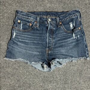 Levi's Blue Distressed Jean Shorts